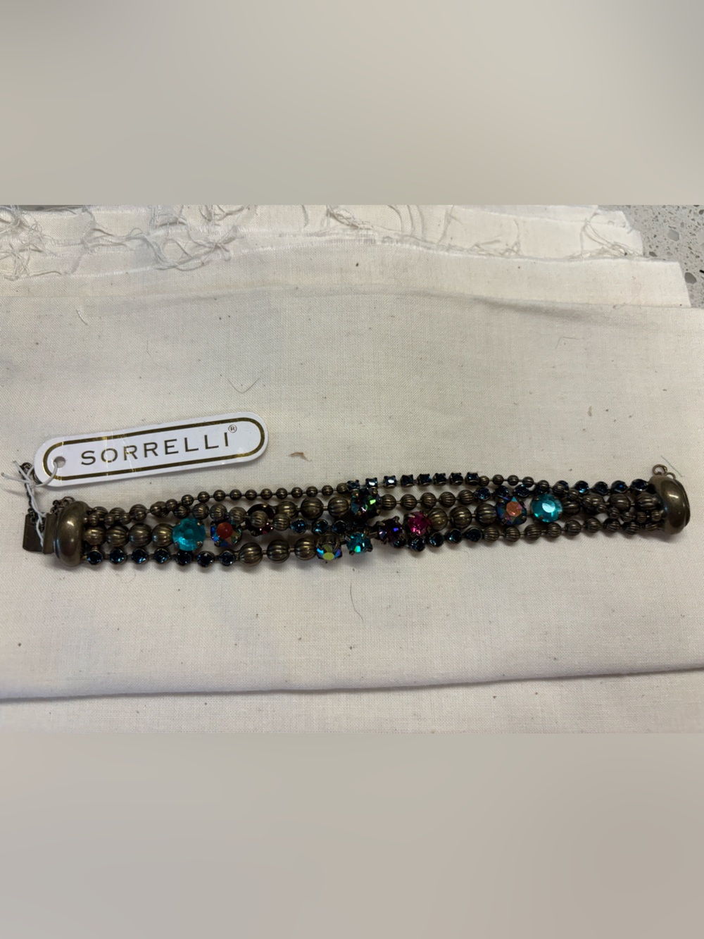 Sorrelli Multicolor Crystal Wrap Bracelet with Antique Gold Beads - Picture 4 of 4